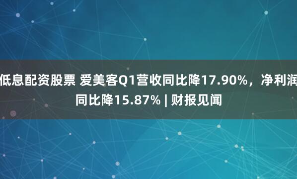 低息配资股票 爱美客Q1营收同比降17.90%，净利润同比降15.87% | 财报见闻