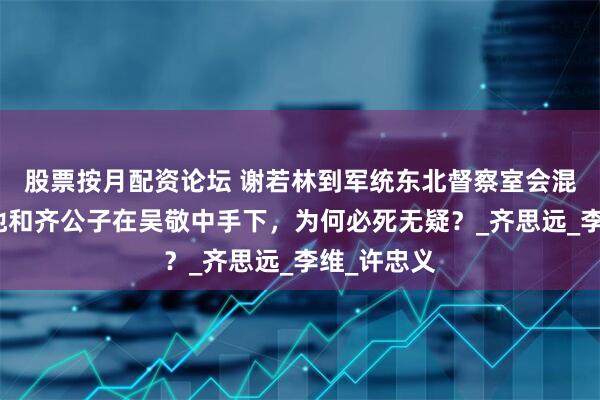 股票按月配资论坛 谢若林到军统东北督察室会混得很好，他和齐公子在吴敬中手下，为何必死无疑？_齐思远_李维_许忠义